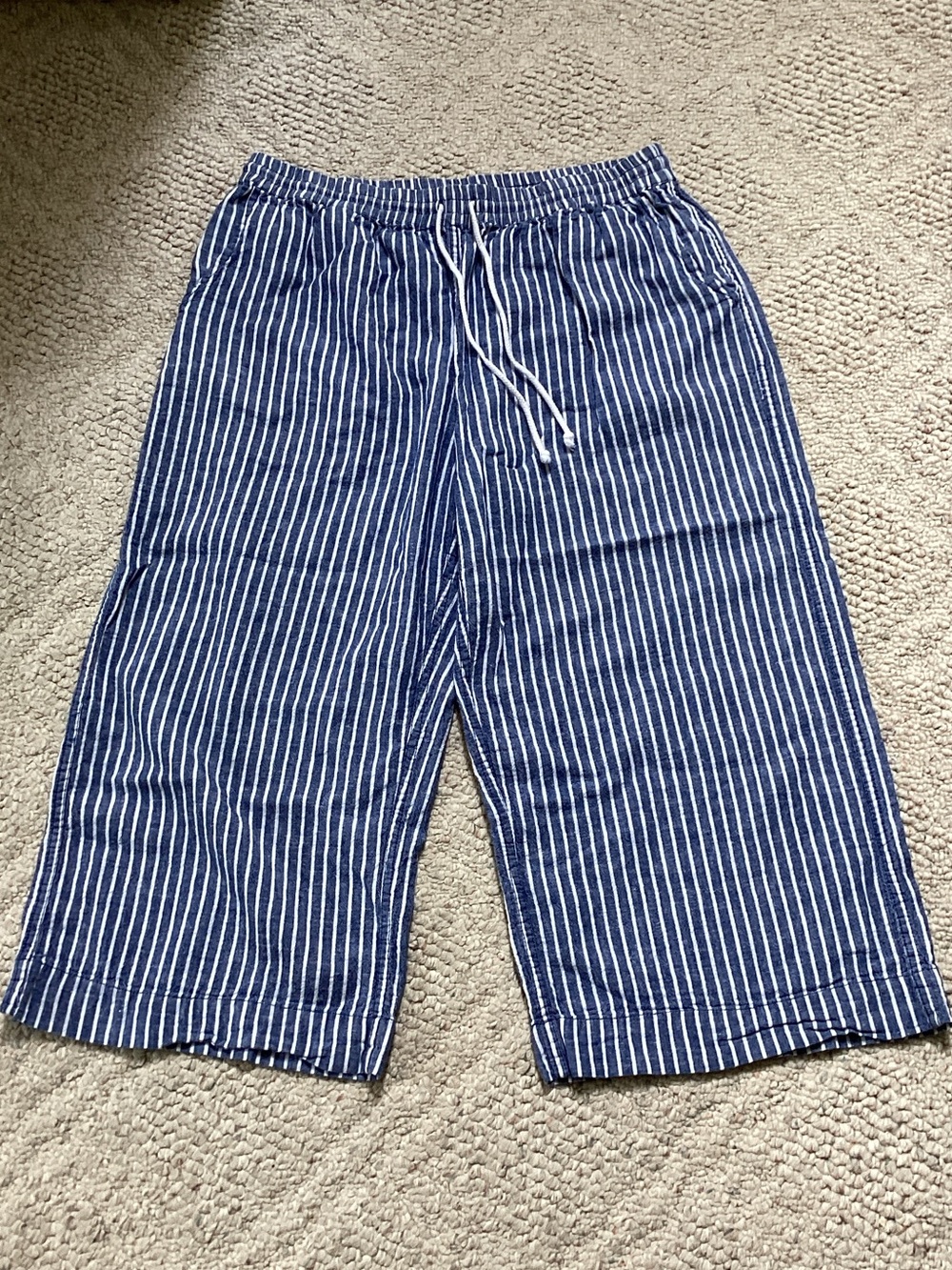 Beach Lunch Lounge cropped wide leg pants coastal Beachy Size nautical striped M